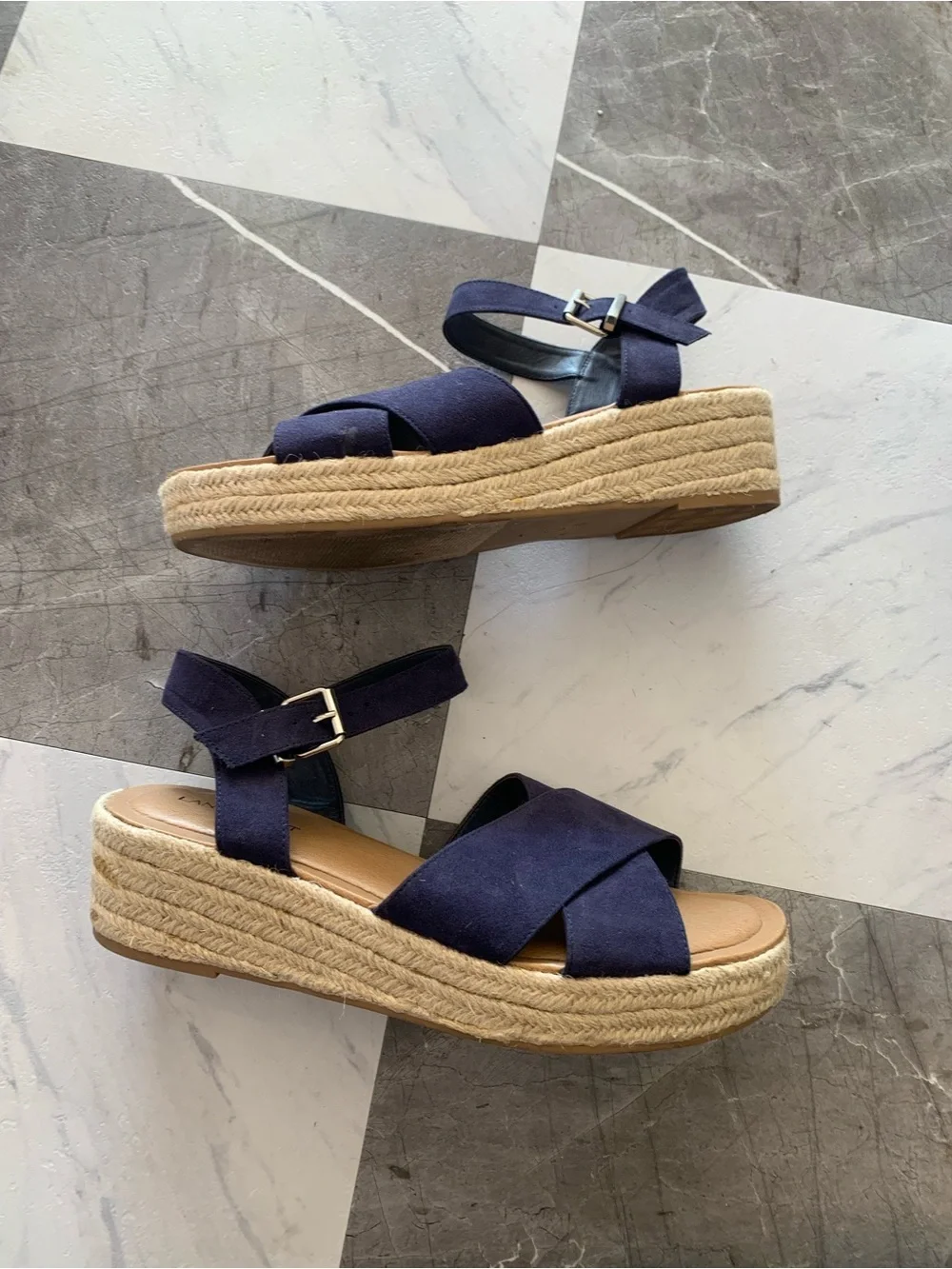 Lane Bryant Navy Crisscross Espadrille Sandals